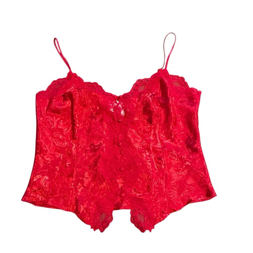 Victorias Secret Camisole Medium Gold Label Red Lace Vintage Coquette Sexy NEW